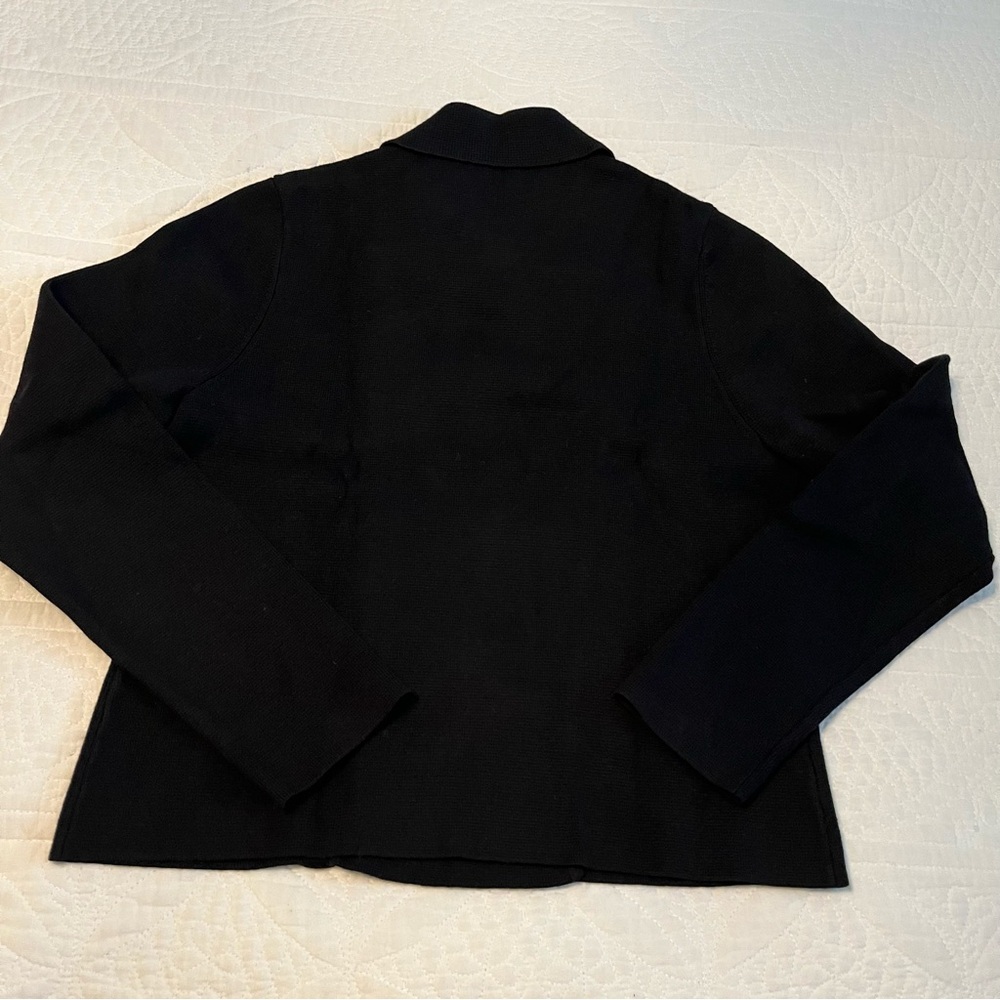NWT ANN TAYLOR Fitted Sweater. Asymmetrical front zip. Collar. Large. Black. - Picture 4 of 6